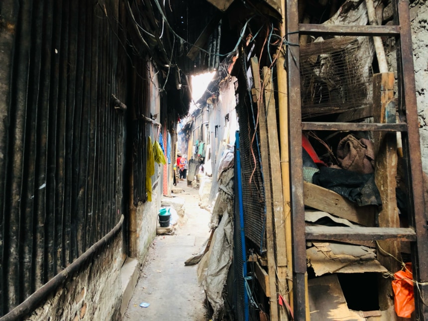 The narrow lanes of Kalyanpur slum, Dhaka